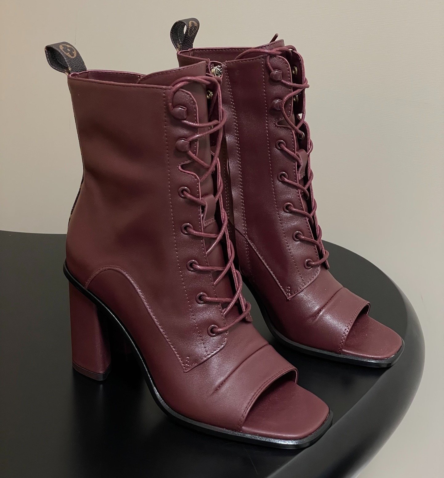 Louis Vuitton Berlin Open Toe Ankle Boot Bordeaux Red For Women 1AICLT - Image 12