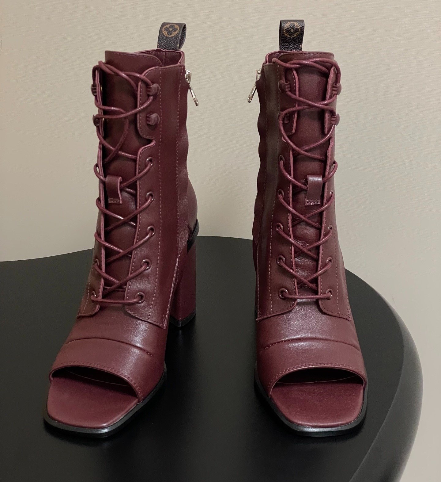 Louis Vuitton Berlin Open Toe Ankle Boot Bordeaux Red For Women 1AICLT - Image 13