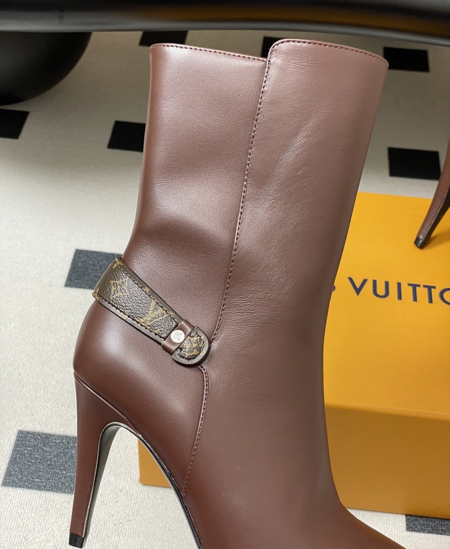 Louis Vuitton Berlin Open Toe Ankle Boot Bordeaux Red For Women 1AICLT - Image 7