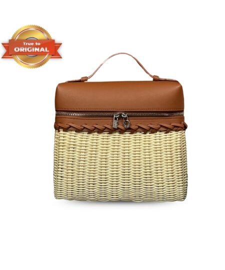 [True-to-ORIGINAL]Loro Piana Extra Pocket L19 North-South Wicker Malt/deep Kummel Bag For Women 6.9 in/17.5 cm FAN5321 B3PK