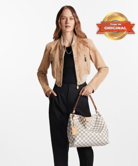 Alternative view of [True-to-ORIGINAL] Louis Vuitton Graceful PM Bag Damier Azur Canvas Rose Ballerine Pink For Women 35cm/13.8in N42249