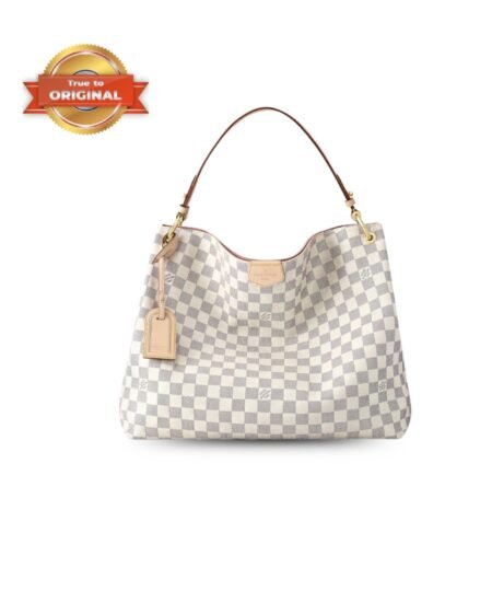 [True-to-ORIGINAL] Louis Vuitton Graceful PM Bag Damier Azur Canvas Rose Ballerine Pink For Women 35cm/13.8in N42249