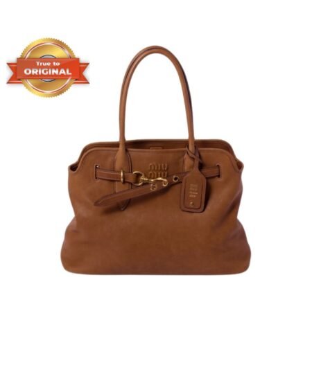 [True-to-ORIGINAL] Miu Miu Aventure Nappa Leather Bag Oak For Women 31cm/12in 5BG291_2BBL_F0316_V_OOO