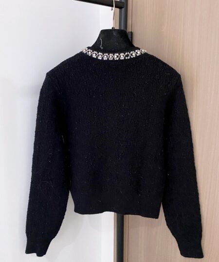 Alternative view of Chanel Clothes – Long Sleeves zip-up Cardigan with Jeweled Neckline Black For Women