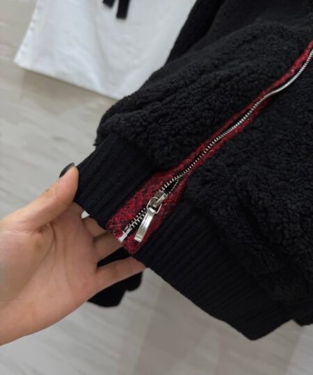 Alternative view of Chanel Clothes – Teddy fleece Jacket Black&Red For Women