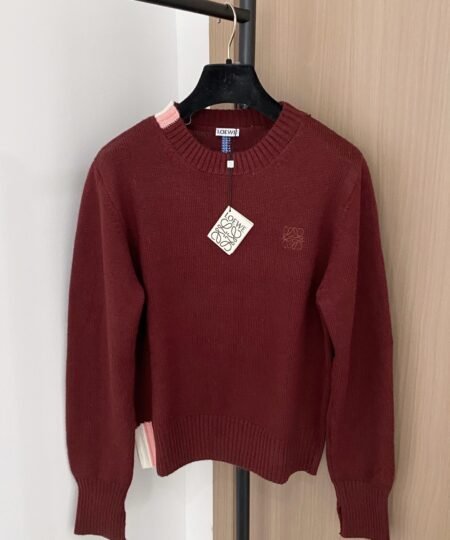 Loewe Clothes – Long Sleeves Sweater Burgundy For Women