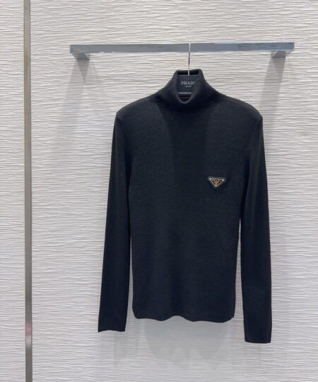 Prada Clothes -  Long Sleeves Turtleneck Sweater Black For Women