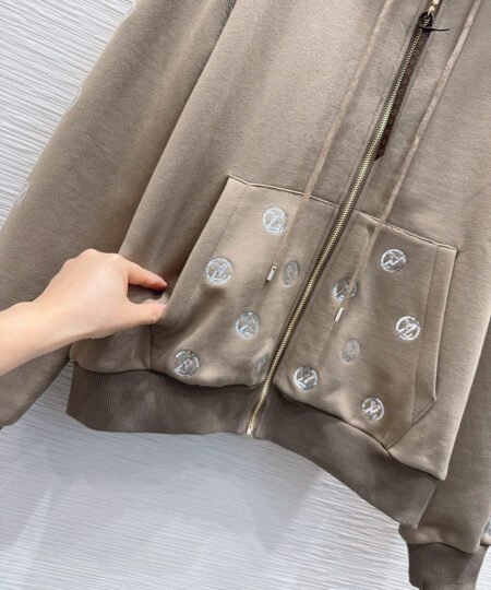 Alternative view of Louis Vuitton Clothes –  Embellished Zip-up Hoodie Beige For Women