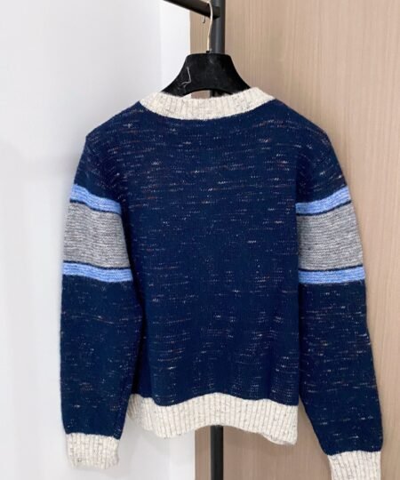 Alternative view of Chanel Clothes – Long Sleeves Cardigan Navy Blue & White & Gray For Women