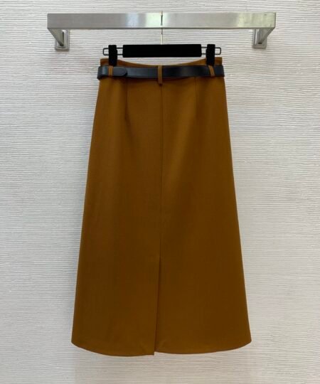 Alternative view of Saint Laurent Clothes - A-line Midi Skirt Camel Brown For Women