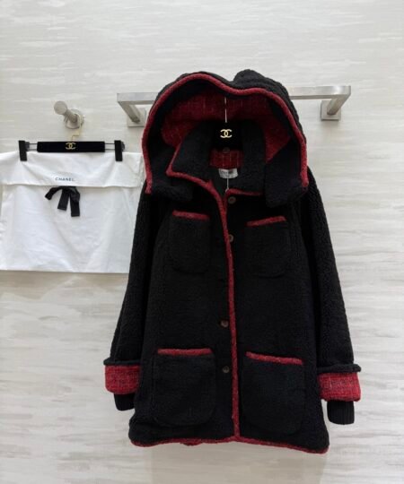 Chanel Clothes – Teddy Coat Black&Red For Women