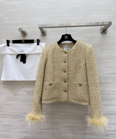 Chanel Clothes -  Long Sleeves Vest Light Yellow For Women