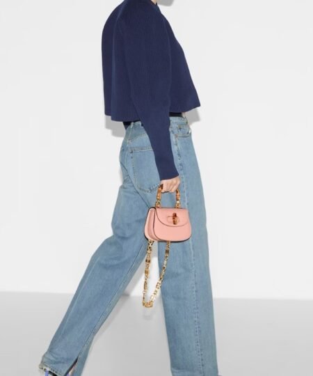 Alternative view of [True-to-ORIGINAL] Gucci Bamboo 1947 Mini Bag Light Pink For Women 6.7in/17cm ‎724641 AABCE 6942