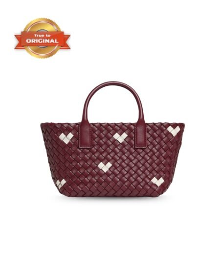 [True-to-ORIGINAL] Bottega Veneta Mini Cabat Barolo/White For Women 20cm/7.9in 818017V52B12352