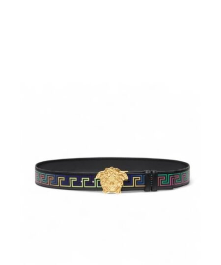 Versace La Medusa Greca Neon Print Belt Black 4cm For Men DCU6705-1A00872-5B02V