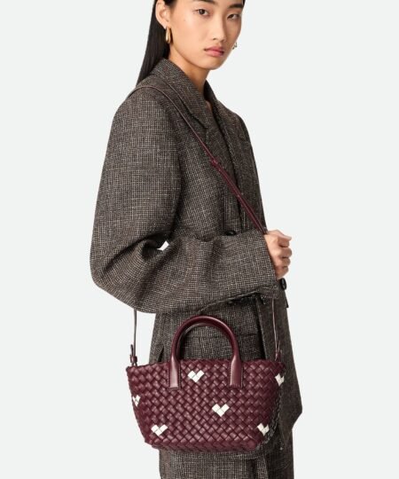 Alternative view of [True-to-ORIGINAL] Bottega Veneta Mini Cabat Barolo/White For Women 20cm/7.9in 818017V52B12352