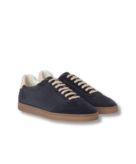 Brunello Cucinelli Washed Suede Blue Sneakers For Men – 252MZUSGGJ336