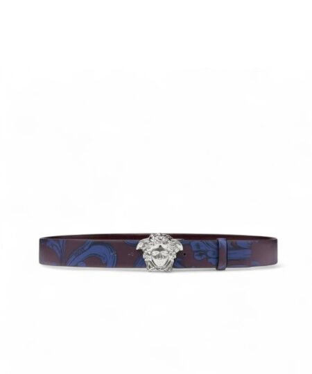 Versace La Medusa Barocco Reversible Belt Burgundy/Blue 4cm For Men DCU6705-1A13469_DC7_100_5R60P
