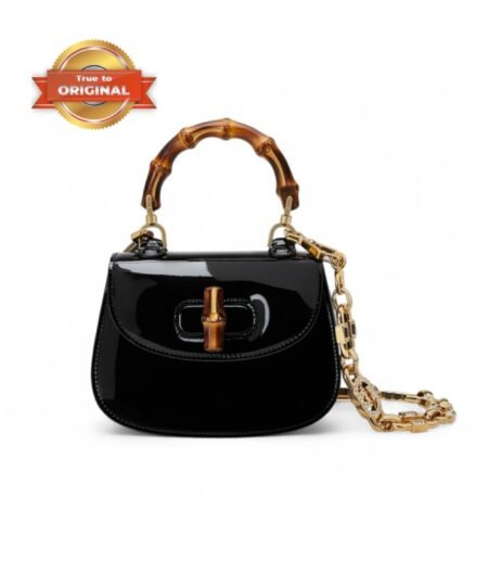 [True-to-ORIGINAL] Gucci Bamboo 1947 Mini Bag Black For Women 6.7in/17cm 724641 AABCE 1091