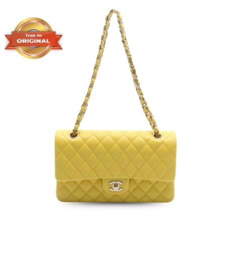 [True-to-ORIGINAL] Chanel 11.12 Classic Double Flap Yellow For Women 10in/25.5cm