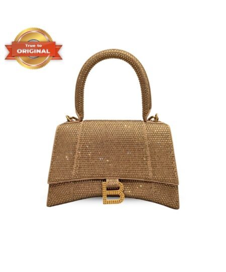 [True-to-ORIGINAL] Balenciaga Furry Hourglass Small Handbag With Rhinestones In Yellow For Women 24cm/9.4in