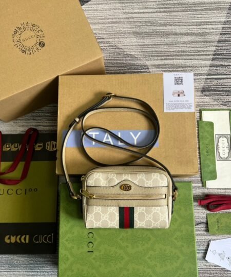 Alternative view of [True-to-ORIGINAL] Gucci Ophidia Mini GG Bag Beige And Ebony GG Supreme Canvas, With Beige For Women  7in/17.5cm GG