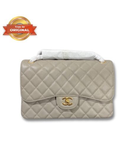 [True-to-ORIGINAL] Chanel Large Classic Handbag Gold Hardware Grey For Women, Women’s Handbags, Shoulder Bags 11.8in/30cm