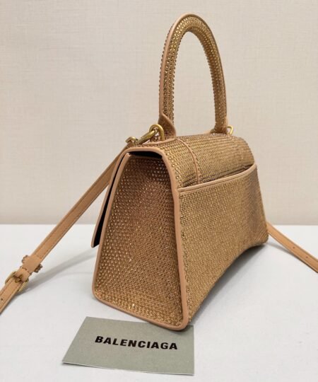 Alternative view of [True-to-ORIGINAL] Balenciaga Furry Hourglass Small Handbag With Rhinestones In Yellow For Women 24cm/9.4in
