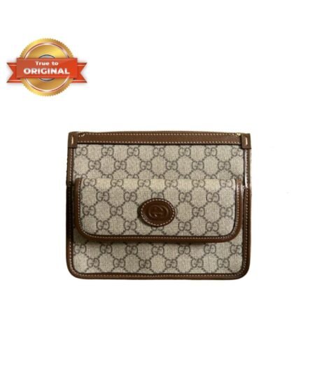 [True-to-ORIGINAL] Gucci Messenger With Interlocking G Beige And Ebony Brown Bag For Men 8in/21cm GG 674164 92THG
