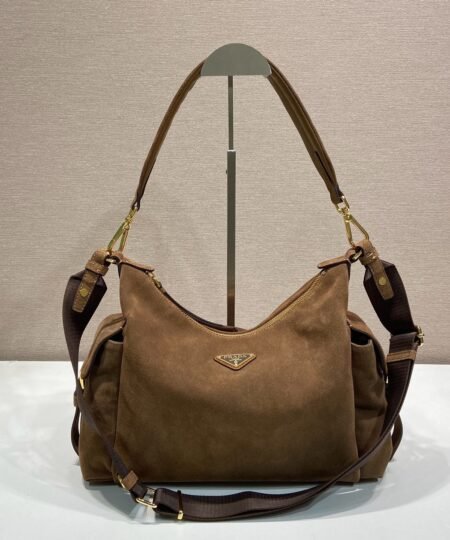 Alternative view of [True-to-ORIGINAL] Prada Explore Large Suede Bag Cocoa Brown For Women 32cm/12.6in 1BC264_008_F0324_V_NOO