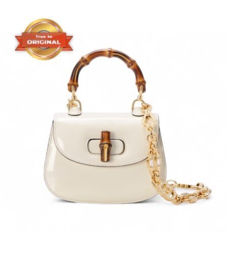 [True-to-ORIGINAL] Gucci Bamboo 1947 Mini Bag White For Women 6.7in/17cm 724641 AABCE 9057