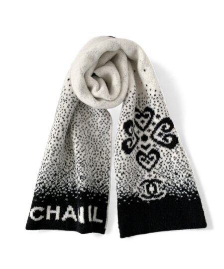 Chanel Scarf White/Black For Women 70.9in/180cm AAB243-B21443-U2684