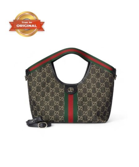 [True-to-ORIGINAL] Gucci Giglio Small Tote Bag Black And White GG Denim For Women 9.8in/25cm ‎860845 FAFYU 1155