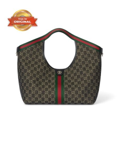 [True-to-ORIGINAL] Gucci Giglio Large Tote Bag Black GG Denim For Women 23.6in/60cm ‎‎853971 FAFYU 1155