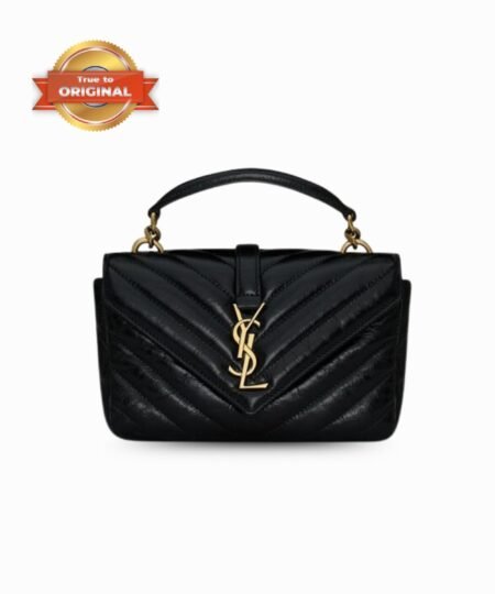 [True-to-ORIGINAL] Saint Laurent College Mini In Shiny Leather Black For Women 7.9in/20cm ‎‎‎779430DZH071000