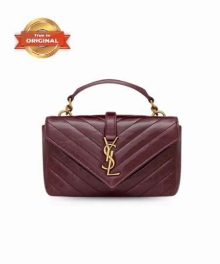 [True-to-ORIGINAL] Saint Laurent College Mini In Shiny Leather Deep Hot Wine For Women 7.9in/20cm ‎‎‎779430DZH076193