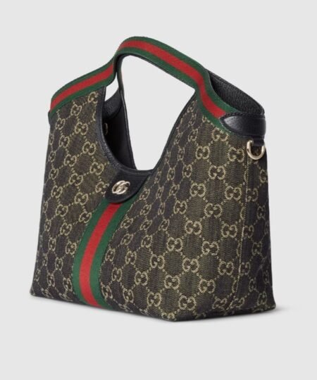Alternative view of [True-to-ORIGINAL] Gucci Giglio Small Tote Bag Black And White GG Denim For Women 9.8in/25cm ‎860845 FAFYU 1155