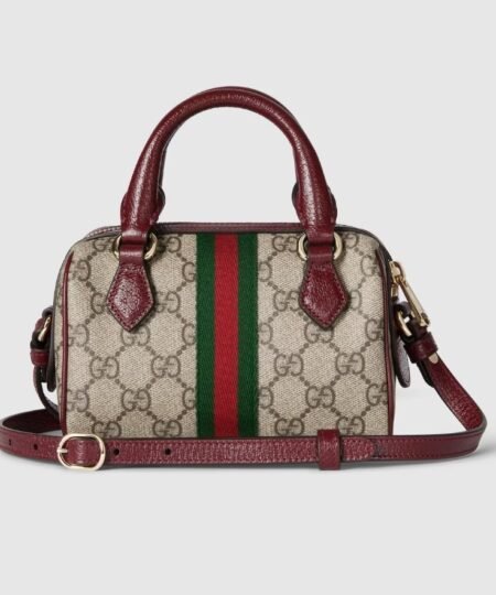 Gucci Ophidia Mini Boston Bag Beige And Brown GG For Women 6.3in/16cm ‎838478 FAE0P 9789