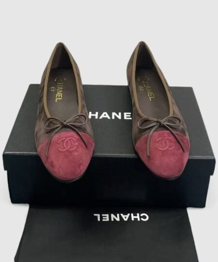 Alternative view of Chanel Ballet Flats Suede Dark Brown/Burgundy For Women