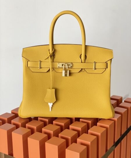 Hermes Birkin Nata Swift Yellow For Women Gold Toned Hardware 10in/25cm
