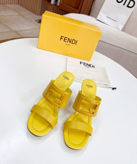 Fendi Baguette Yellow Heels For Women
