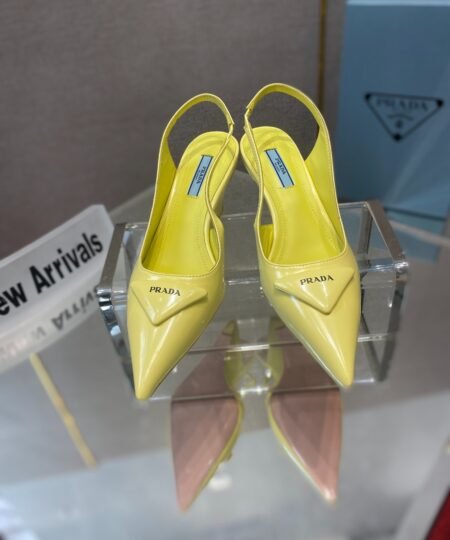 Prada Brushed Slingback Pumps Yellow For Women 2.6in/65mm PRD