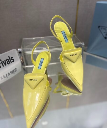 Prada Brushed Slingback Pumps Yellow For Women 2.6in/65mm PRD