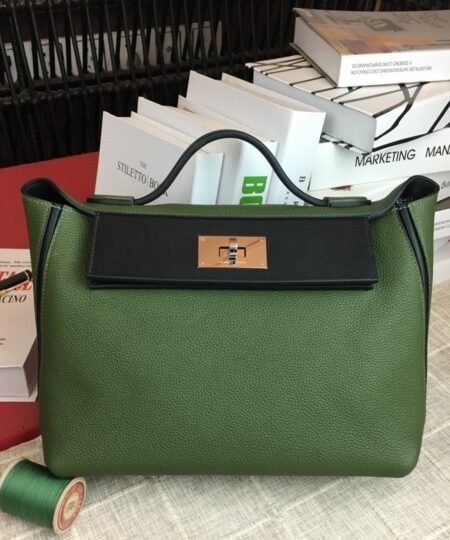 Hermes 24/24 Clemence Swift Green Silver Hardware For Women, Women’s Handbags, Shoulder Bags 11.4in/29cm
