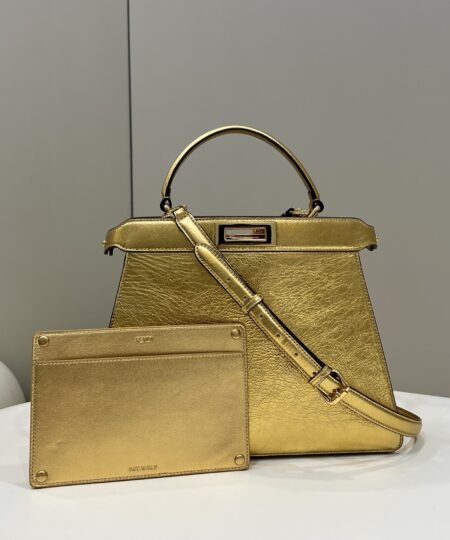 Fendi Peekaboo Medium Gold Bag For Woman 33cm/13in