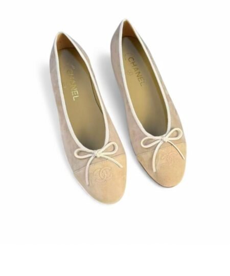 Chanel Ballet Flats Suede Cream For Women