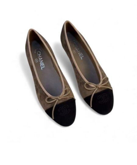 Chanel Ballet Flats Suede Dark Brown For Women