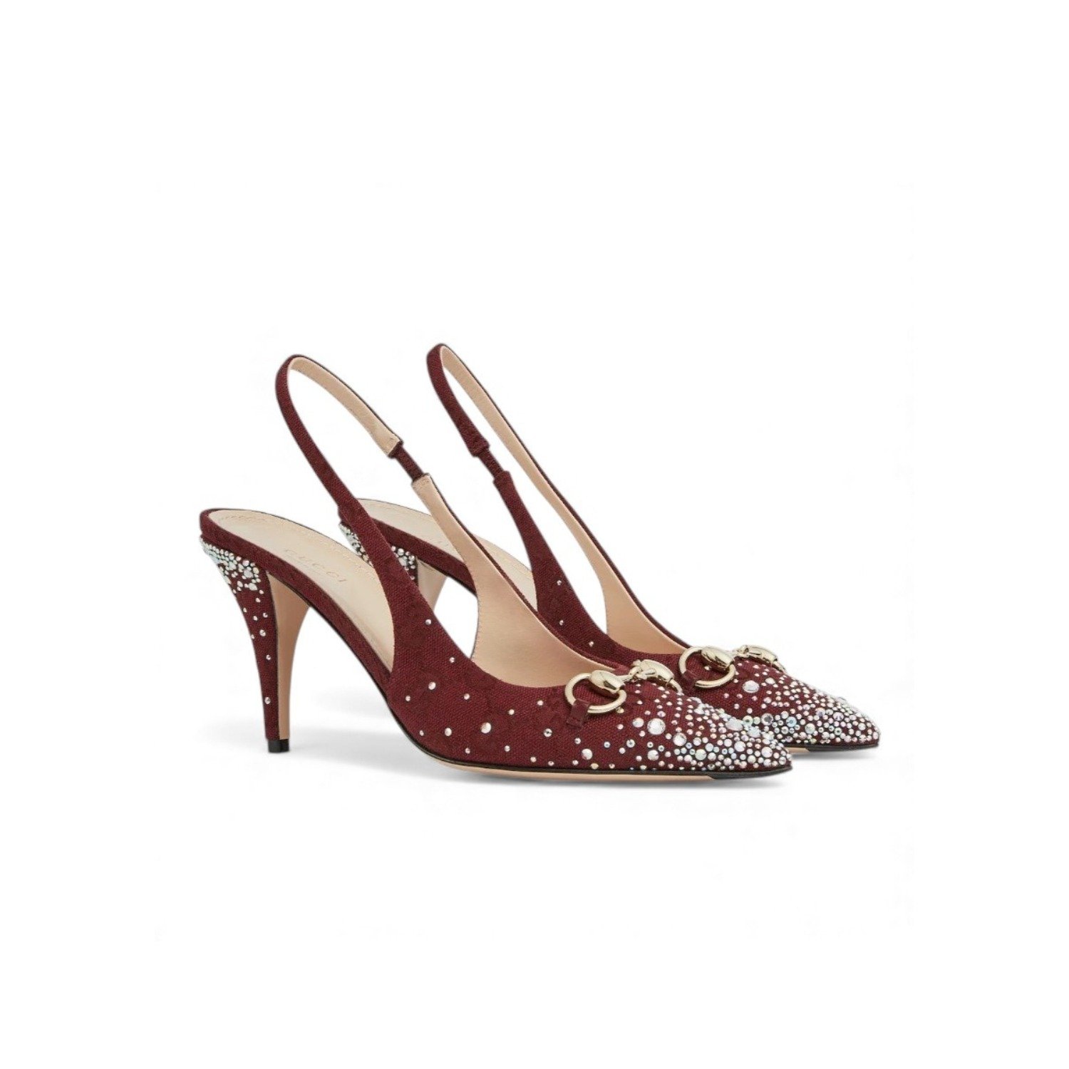 Gucci Slingback Pump With Crystal Horsebit Rosso Ancora Red For Women 812176 FAD21 8552