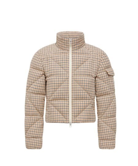 Moncler Keros Diamond-Quilted Wool Blend Short Down Jacket Beige For Women K20931A00098598NZ
