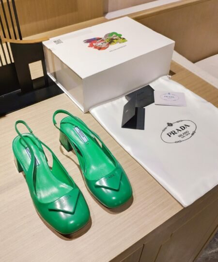 Prada Patent Sling-Back Pumps Dark Green For Women 1.8in/45mm PRD